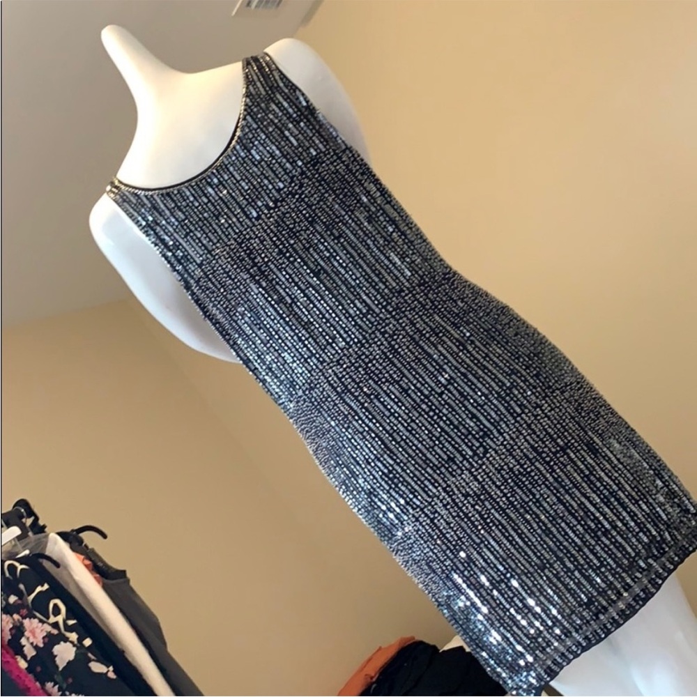 Haute Hippie Silk Sequin Beaded Dress M NWT Navy Blue Flapper Shift Cockail - Picture 11 of 15